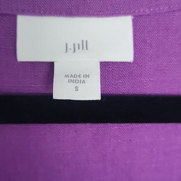 J. Jill Purple Seamed Button Front Midi Dress Linen Blend, S - Picture 6 of 8